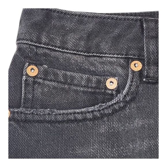 NEW We the Free Size 0 Black All Cotton Denim Mini Skirt Front Silver Zipper - Picture 7 of 12